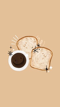 Bread slices coffee mobile wallpaper, breakfast food background