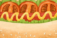 Delicious hot dog background, food illustration