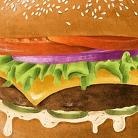 Homemade juicy burger background, fast food illustration