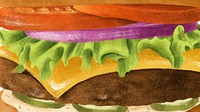 Homemade juicy burger desktop wallpaper, fast food illustration