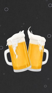 Frizzy beer glasses iPhone wallpaper, alcoholic beverage illustration