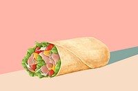 Pink salad wrap background, healthy food illustration
