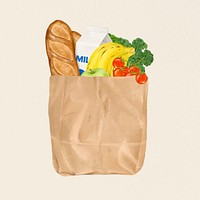 Healthy food grocery bag illustration