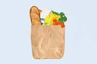 Healthy food grocery bag illustration