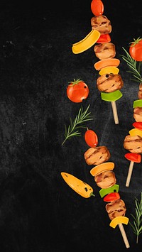 BBQ sticks mobile wallpaper, food border background