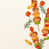 BBQ sticks background, food border illustration