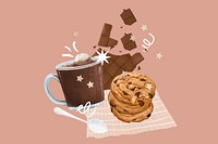 Chocolate chip cookies & milk, drink illustration