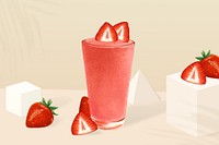 Strawberry smoothie glass background, healthy drink illustration
