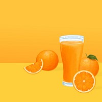 Orange juice glass background, healthy drink illustration