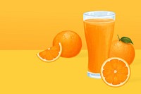 Orange juice glass background, healthy drink illustration