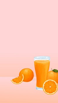 Orange juice glass phone wallpaper, healthy drink illustration