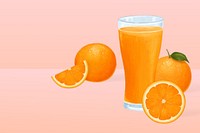 Orange juice glass background, healthy drink illustration