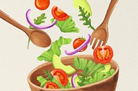 Healthy salad bowl background, food illustration