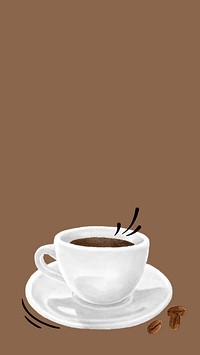 Espresso coffee cup phone wallpaper, drink illustration