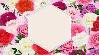 Colorful carnation flowers desktop wallpaper, geometric frame background