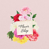 Flower shop word, aesthetic flower collage art