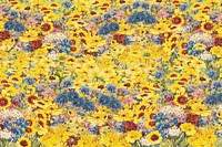 Yellow flower field background, Spring aesthetic 