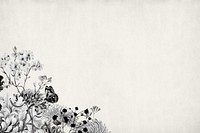 Vintage flower border background, black and white botanical illustration