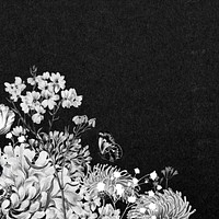 Vintage flower border background, black and white botanical illustration