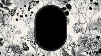 Aesthetic botanical frame desktop wallpaper, black and white background