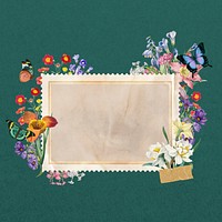 Aesthetic flower frame, butterfly botanical collage
