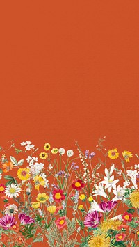 Spring wildflower border mobile wallpaper, colorful botanical background