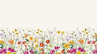 Spring wildflower border computer wallpaper, colorful botanical border background