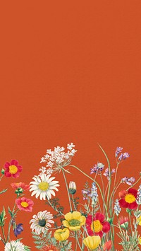 Spring wildflower border mobile wallpaper, colorful botanical background