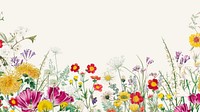 Spring wildflower border computer wallpaper, colorful botanical border background