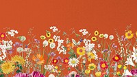 Spring wildflower border computer wallpaper, colorful botanical border background