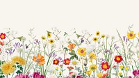 Spring wildflower border computer wallpaper, colorful botanical border background