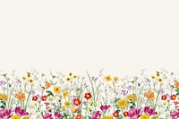 Spring wildflower border background, colorful botanical illustration