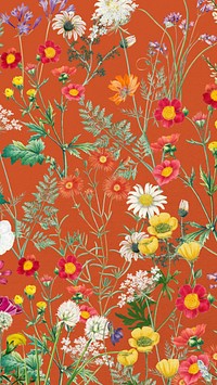 Spring flower pattern mobile wallpaper, aesthetic botanical illustration