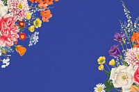 Wedding flowers border background, blue textured design