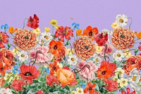 Colorful Summer flowers background, aesthetic botanical illustration