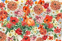 Orange flower pattern background, Summer aesthetic 