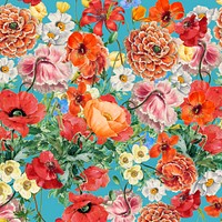 Orange flower pattern background, Summer aesthetic 