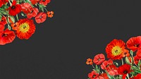 Poppy flower border desktop wallpaper, Summer floral background