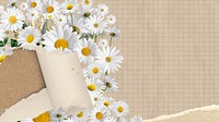 Ripped paper daisy HD wallpaper, grid patterned background