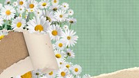 Ripped paper daisy HD wallpaper, grid patterned background