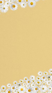 Daisy flower border iPhone wallpaper, pastel yellow background