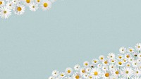 Daisy flower border computer wallpaper, pastel blue background