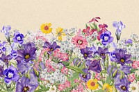 Colorful purple wildflower background, botanical border 