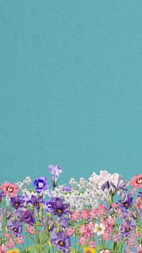 Aesthetic purple wildflower phone wallpaper, botanical border background