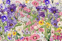 Purple wildflower pattern background, aesthetic botanical illustration