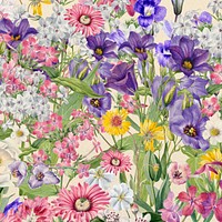 Purple wildflower pattern background, aesthetic botanical illustration