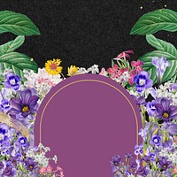 Purple flower field frame, arch shaped design