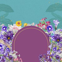 Purple flower field frame, arch shaped design