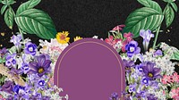 Purple flower frame desktop wallpaper, vintage botanical illustration