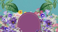 Purple flower frame desktop wallpaper, vintage botanical illustration